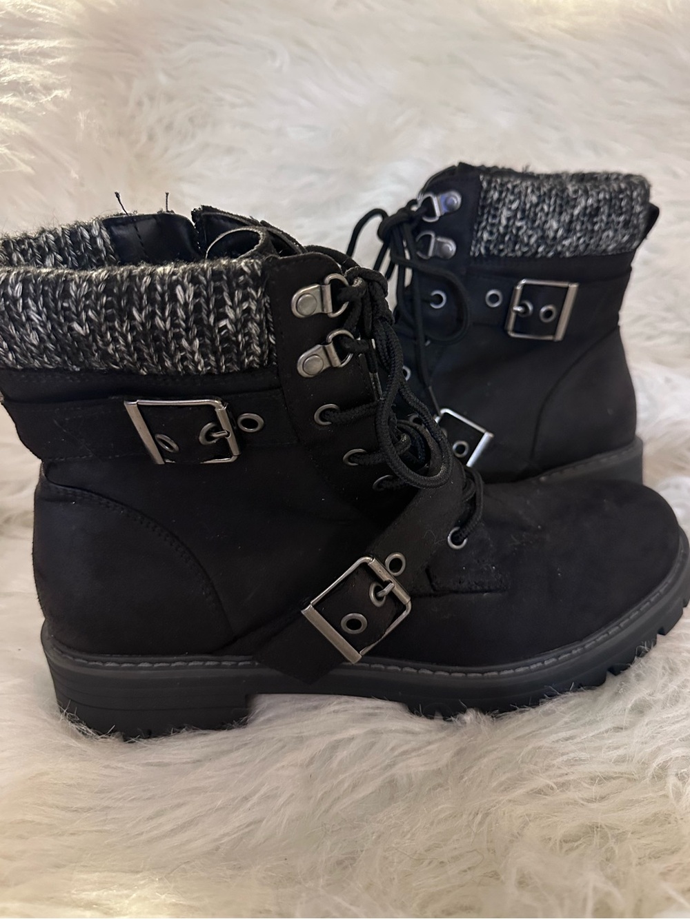 Black Buckle Combat Boots